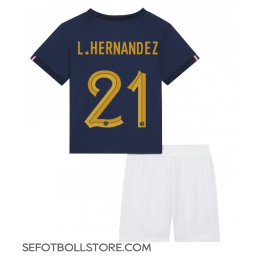 Frankrike Lucas Hernandez #21 Replika babykläder Hemmaställ Barn VM 2022 Kortärmad (+ korta byxor)